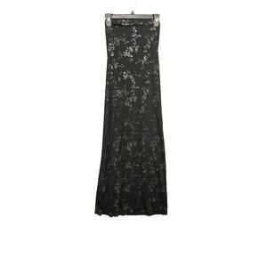 Wild Cat Y2K Vintage Silver Floral Black Sleeveless Maxi Dress Women’s SZ Medium